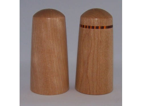 Maple peppermill and saltmill with a dye veeners orange maple insert 